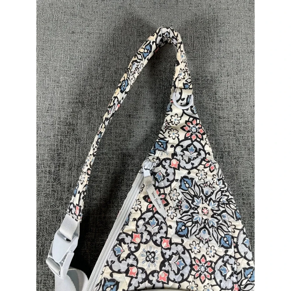 Vera Bradley Quilted Floral Sling Backpack Crossbody Bag Blue Pink Medallion
